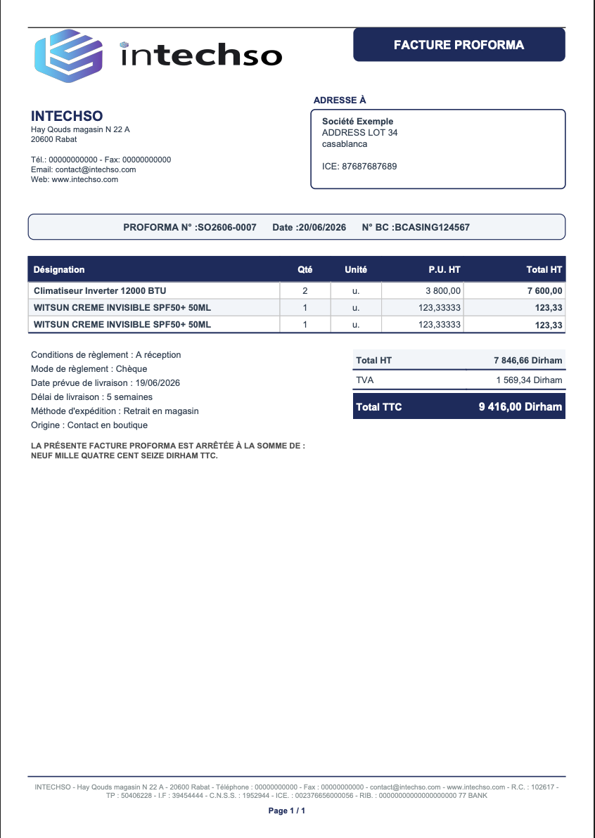 FACTURE PROFORMA